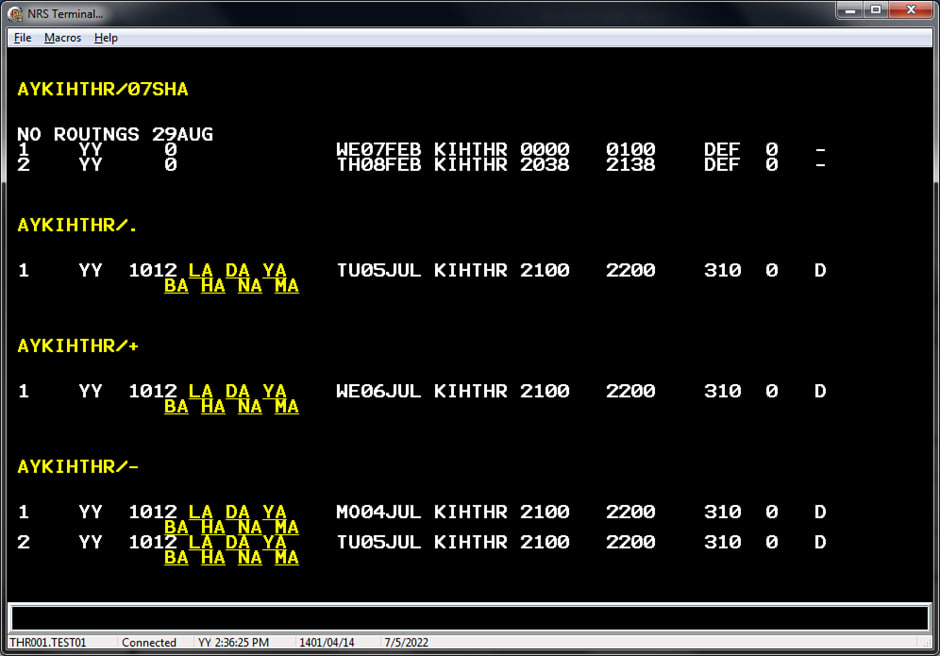 تاریخ در سیستم رزرواسیون نیرا