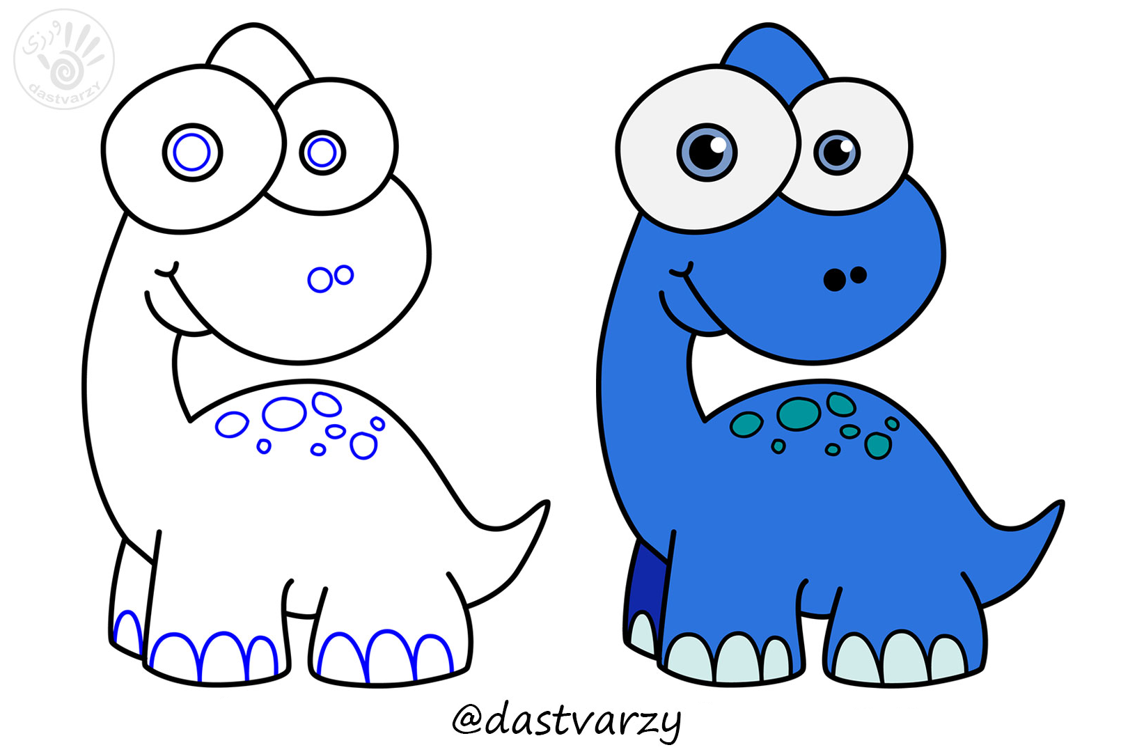 آموزش نقاشی دایناسور | نقاشی حیوانات