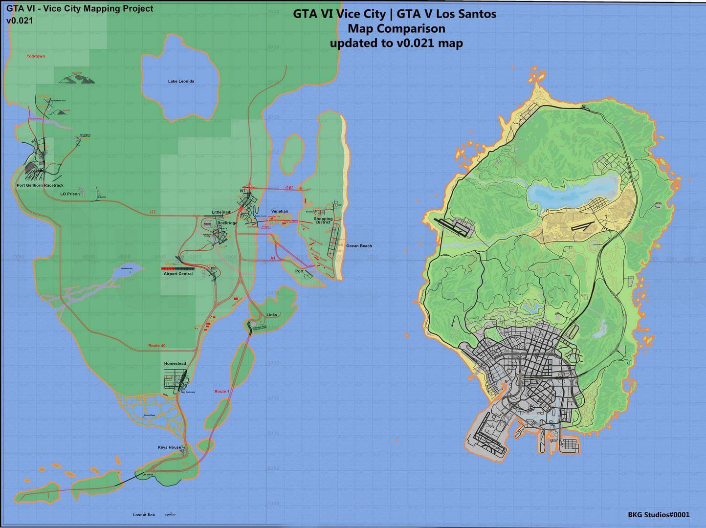 gta-6-map-comparison مقایسه نقشه جی تی ای 6 gta vi با جی تی ای 5 gta v