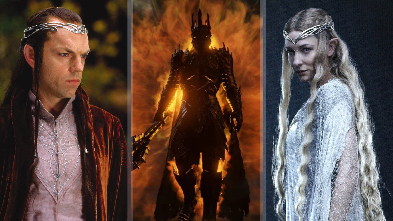 Lord-of-the-Rings-Amazon-Series-returning-characters Galadriel Elrond Sauron